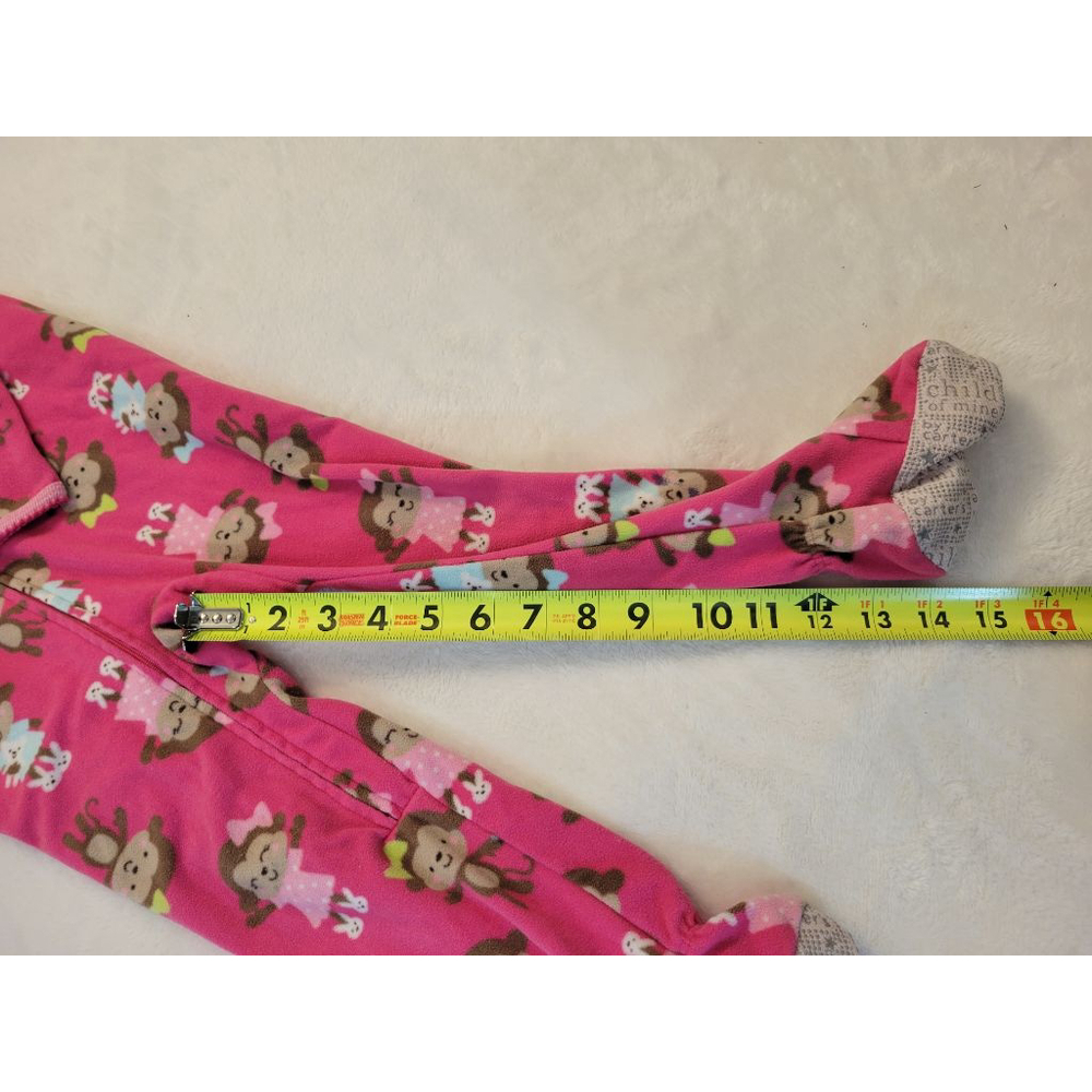 Girls Child of Mine by Carter's 3T Pink Blue Monkey Pajama Set - Picture 3 of 8